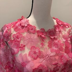 Zac Posen Floral Embroidered Mini Dress Pink
